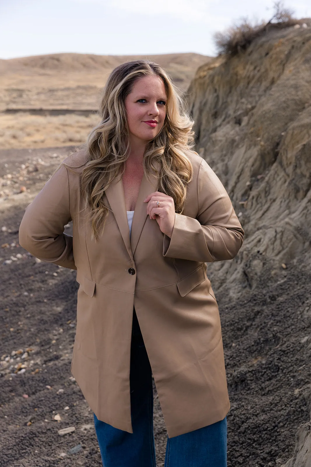 Lara Faux Leather Trench coat Curvy