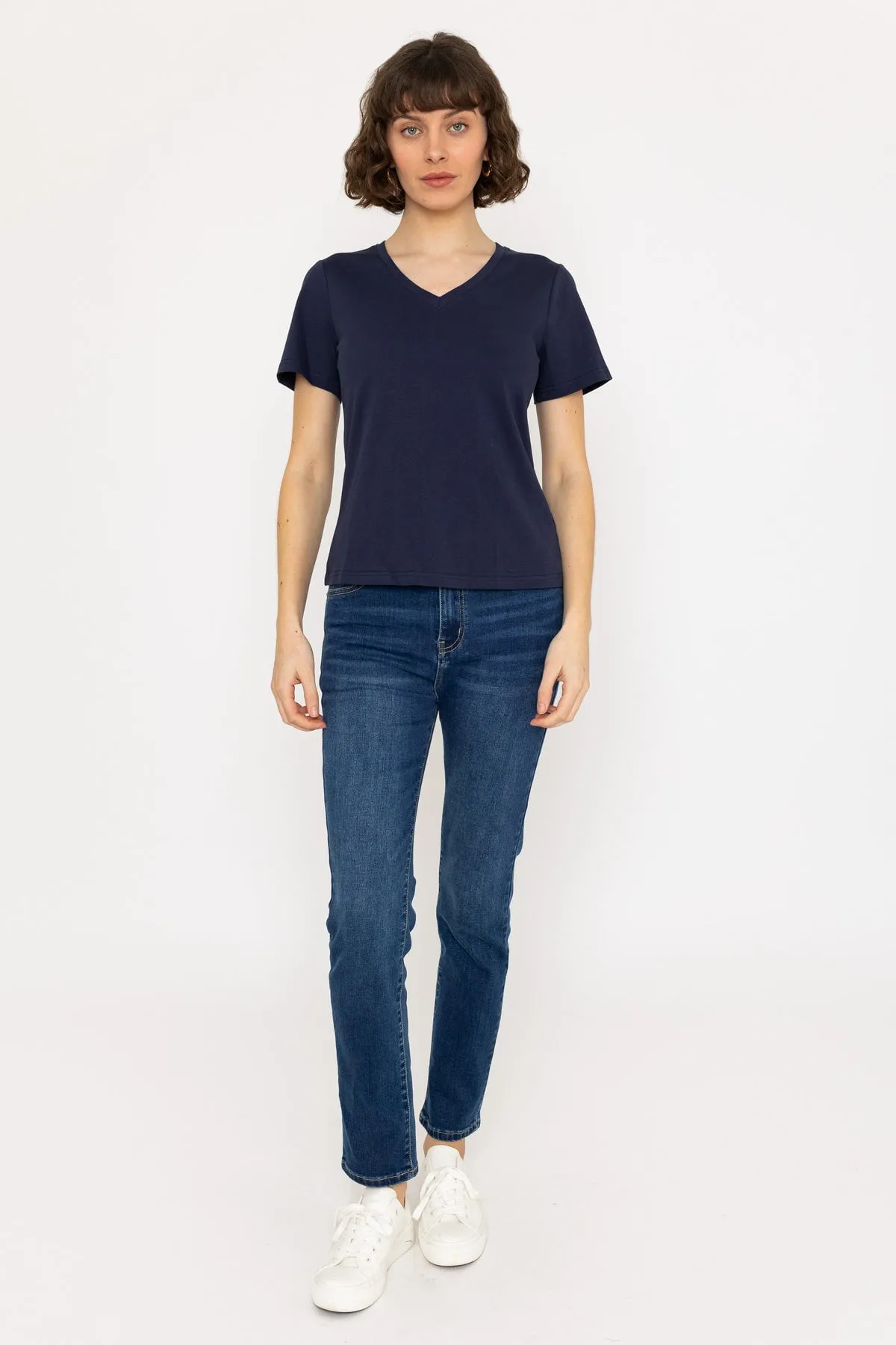 Navy Super Soft V Neck Tee